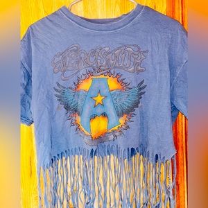 Women’s Fringe Detail Aerosmith Print Tee